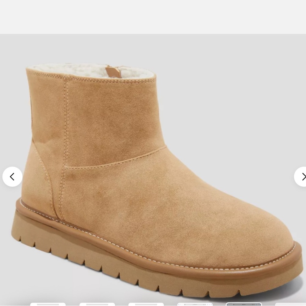 Universal Thread Tan Shearling-Lined Ankle Boots new